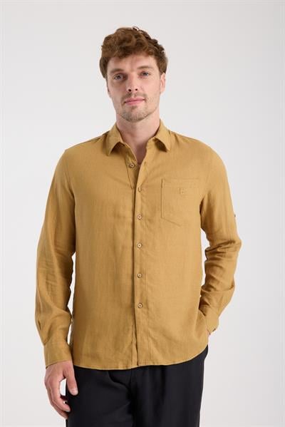 Düğmeli Keten Gömlek