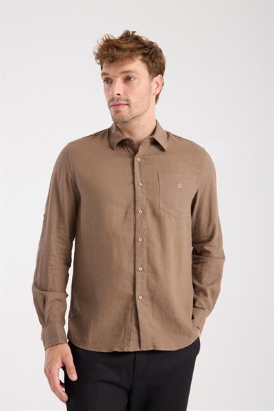 Düğmeli Keten Gömlek