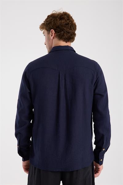 Düğmeli Keten Gömlek