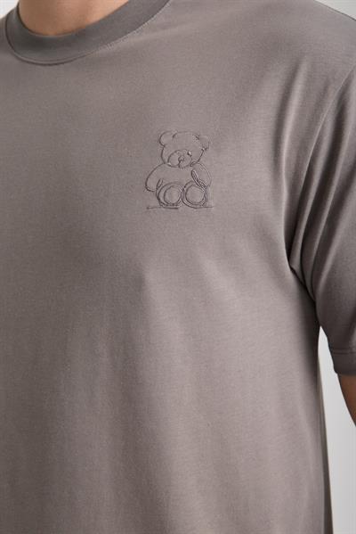Erkek %100 Pamuk Relax Ayı Nakışlı T-Shirt
