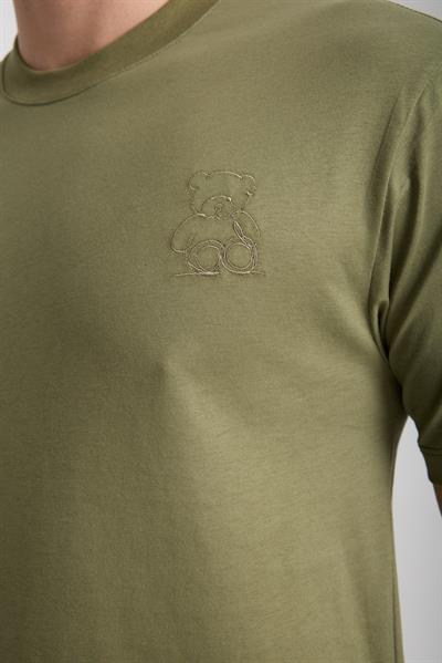 Erkek %100 Pamuk Relax Ayı Nakışlı T-Shirt