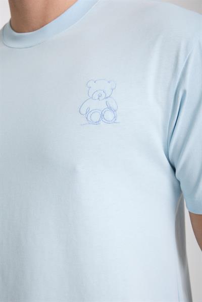Erkek %100 Pamuk Relax Ayı Nakışlı T-Shirt