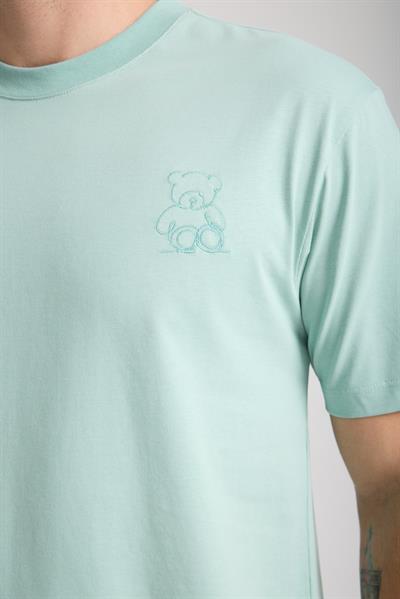 Erkek %100 Pamuk Relax Ayı Nakışlı T-Shirt