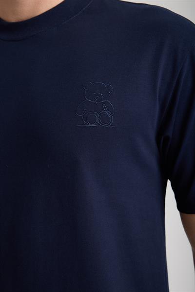 Erkek %100 Pamuk Relax Ayı Nakışlı T-Shirt