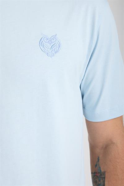 Erkek %100 Pamuk Relax Fit Baykuş Nakışlı T-Shirt