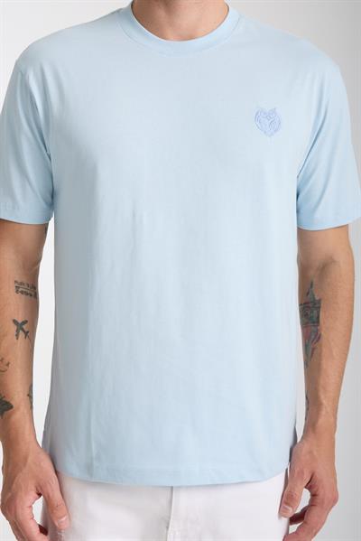 Erkek %100 Pamuk Relax Fit Baykuş Nakışlı T-Shirt