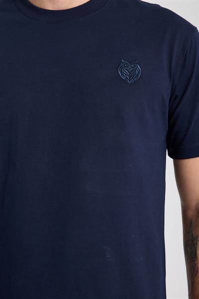 Erkek %100 Pamuk Relax Fit Baykuş Nakışlı T-Shirt