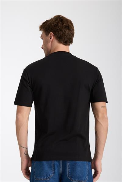 Erkek %100 Pamuk Relax Fit Baykuş Nakışlı T-Shirt