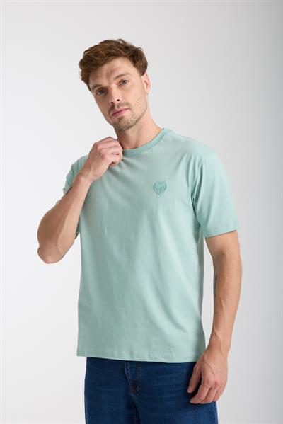 Erkek %100 Pamuk Relax Fit Baykuş Nakışlı T-Shirt