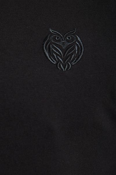 Erkek %100 Pamuk Relax Fit Baykuş Nakışlı T-Shirt