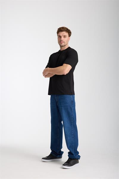 Erkek %100 Pamuk Relax Fit Baykuş Nakışlı T-Shirt