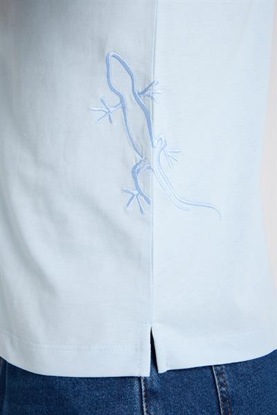 Erkek %100 Pamuk Relax Fit Kertenkele Nakışlı T-Shirt