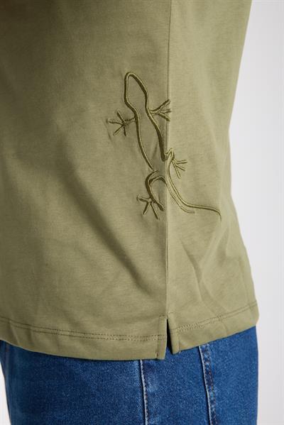 Erkek %100 Pamuk Relax Fit Kertenkele Nakışlı T-Shirt