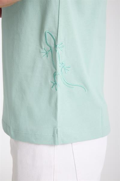 Erkek %100 Pamuk Relax Fit Kertenkele Nakışlı T-Shirt