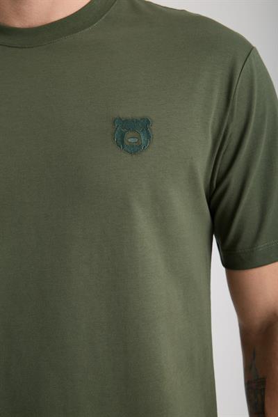 Erkek %100 Pamuk Relax Fit Vahşi Ayı Nakışlı T-Shirt