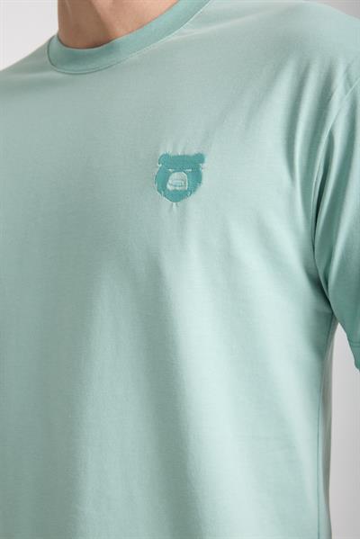 Erkek %100 Pamuk Relax Fit Vahşi Ayı Nakışlı T-Shirt