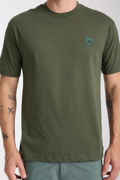 Erkek %100 Pamuk Relax Fit Vahşi Ayı Nakışlı T-Shirt