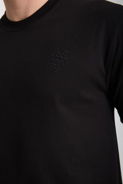 Erkek %100 Pamuk Relax Kaplumbağa Nakışlı T-Shirt