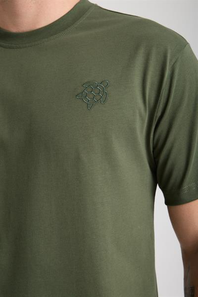 Erkek %100 Pamuk Relax Kaplumbağa Nakışlı T-Shirt