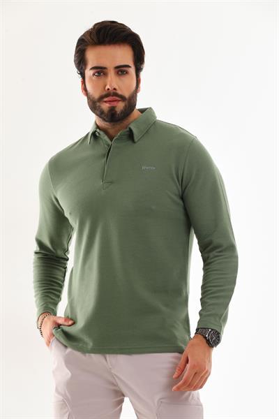 Polo Yaka Ottoman Uzun Kol T-Shirt