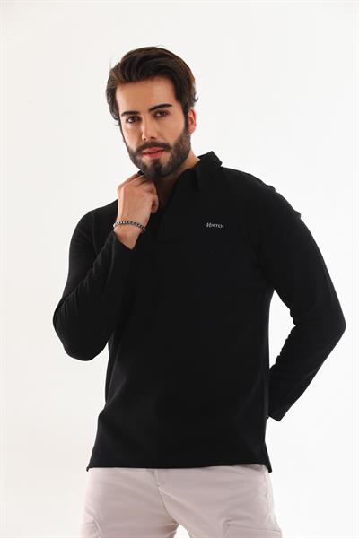Polo Yaka Ottoman Uzun Kol T-Shirt