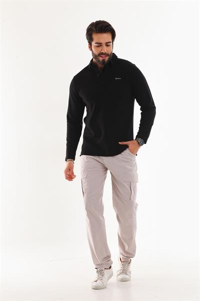 Polo Yaka Ottoman Uzun Kol T-Shirt