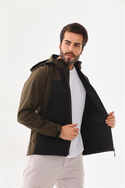 Su Geçirmez Garnili Kapşonlu Softshell Mont