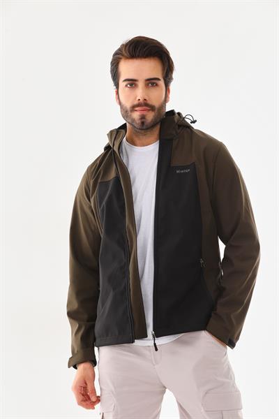 Su Geçirmez Garnili Kapşonlu Softshell Mont