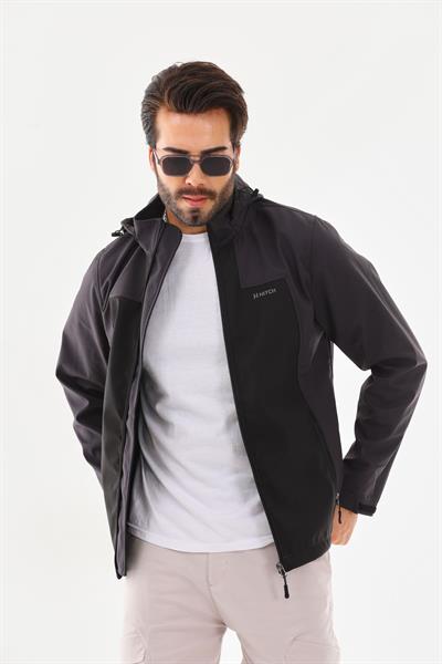 Su Geçirmez Garnili Kapşonlu Softshell Mont