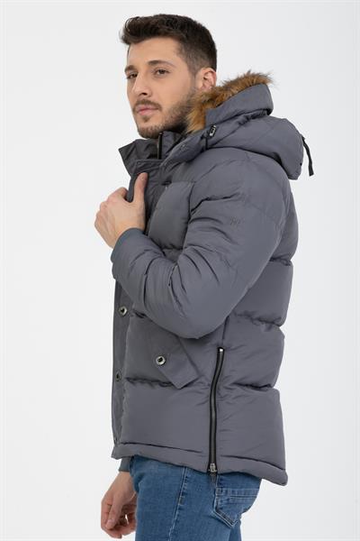 Tilki Kapşonlu Şişme Mont