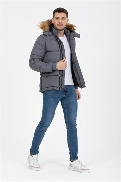 Tilki Kapşonlu Şişme Mont