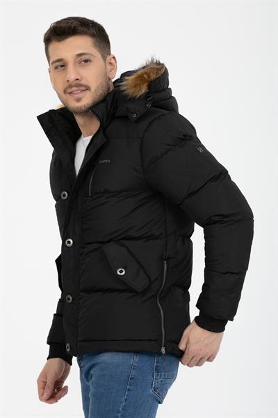 Tilki Kapşonlu Şişme Mont