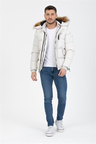 Tilki Kapşonlu Şişme Mont