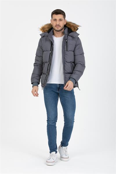 Tilki Kapşonlu Şişme Mont