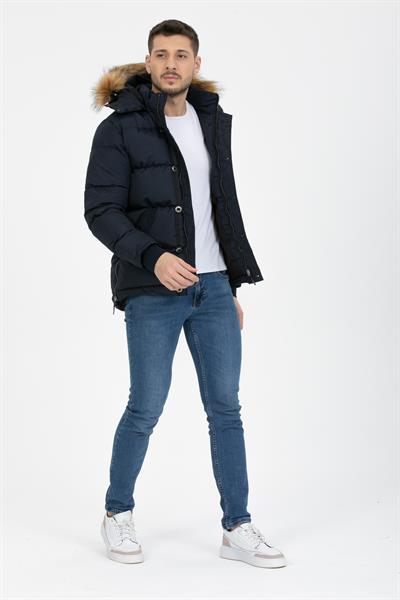 Tilki Kapşonlu Şişme Mont