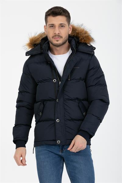 Tilki Kapşonlu Şişme Mont