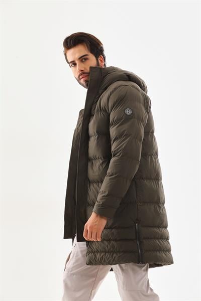 Unisex Şişme Uzun Kapşonlu Mont