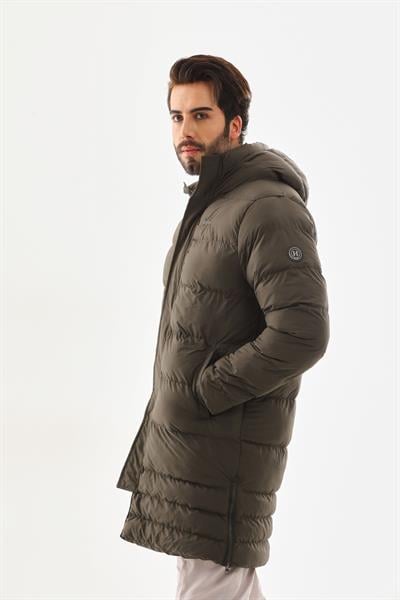 Unisex Şişme Uzun Kapşonlu Mont