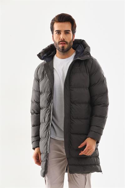 Unisex Şişme Uzun Kapşonlu Mont