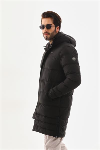 Unisex Şişme Uzun Kapşonlu Mont