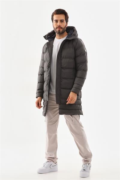 Unisex Şişme Uzun Kapşonlu Mont