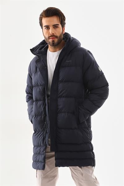 Unisex Şişme Uzun Kapşonlu Mont