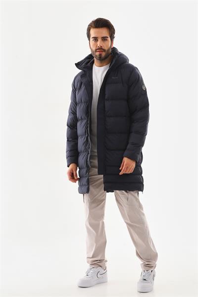 Unisex Şişme Uzun Kapşonlu Mont