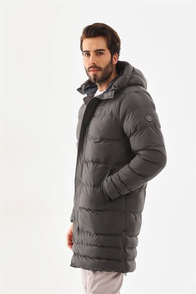 Unisex Şişme Uzun Kapşonlu Mont