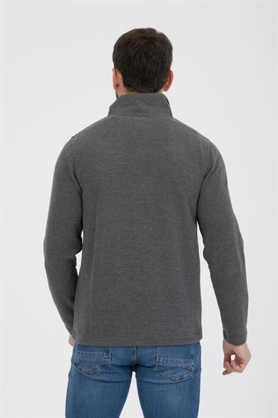 Yarım Fermuarlı Cepli Selanik Hırka