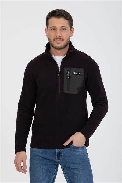 Yarım Fermuarlı Cepli Selanik Hırka