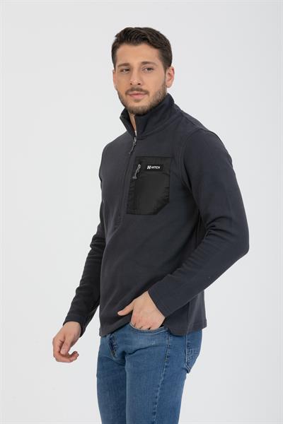 Yarım Fermuarlı Cepli Selanik Hırka