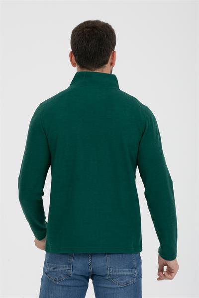 Yarım Fermuarlı Cepli Selanik Hırka