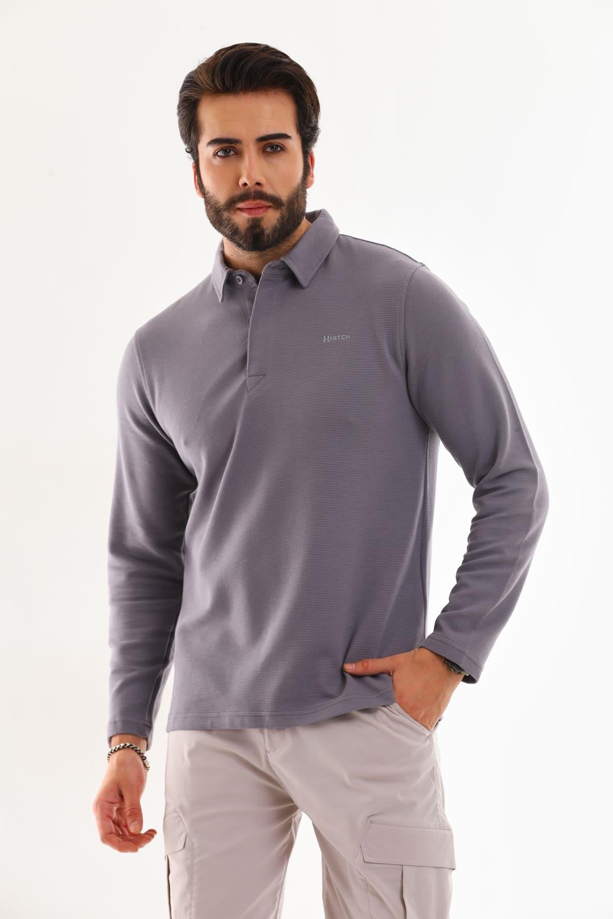 Polo Yaka Otoman Uzun Kol T-Shirt