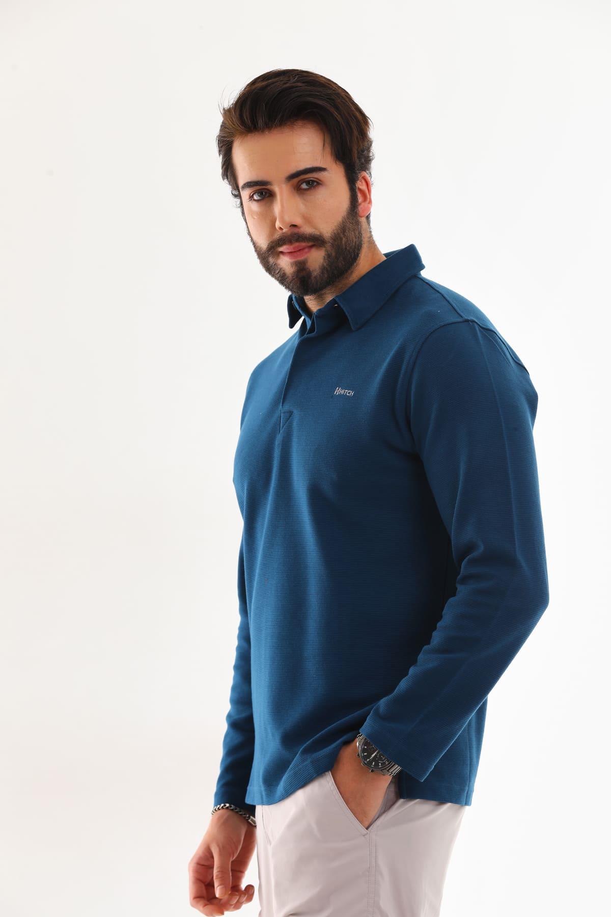 Polo Yaka Otoman Uzun Kol T-Shirt